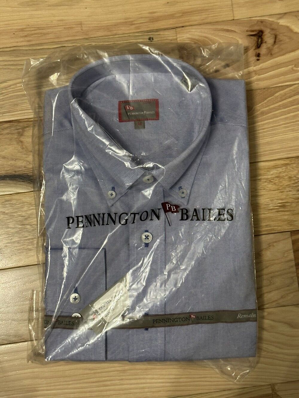 Pennington & Bailes Mens Royal Oxford Button Down Collar Dress Shirt Blue M New